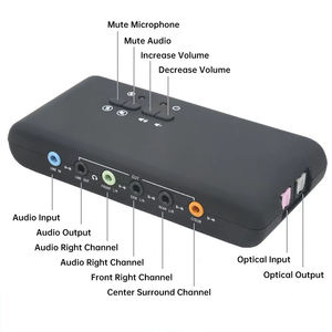 <span class=keywords><strong>Carte</strong></span> <span class=keywords><strong>son</strong></span> externe USB 7.1 Surround Sound avec double entrée micro, audio optique et enregistrement Full Duplex pour jeux PC et karaoké - Product Image 2