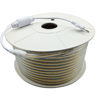Bande lumineuse LED COB étanche IP67 110V avec télécommande, connecteur de prise, 100m, haute luminosité, blanc chaud, décoration extérieure, dimmable