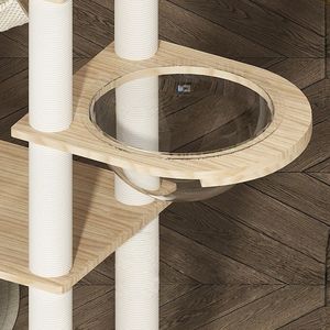 Árbol para Gatos de Madera Estable de Varios Niveles con Hamaca - Poste Rascador Envuelto en Sisal Seguro para Mascotas - Product Image 6