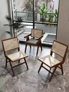 Cadeira de vime XY de madeira maciça, combinação de mesa e cadeiras para café, café e chá, leite, café ocidental, casual, restaurante, Wabi Sabi