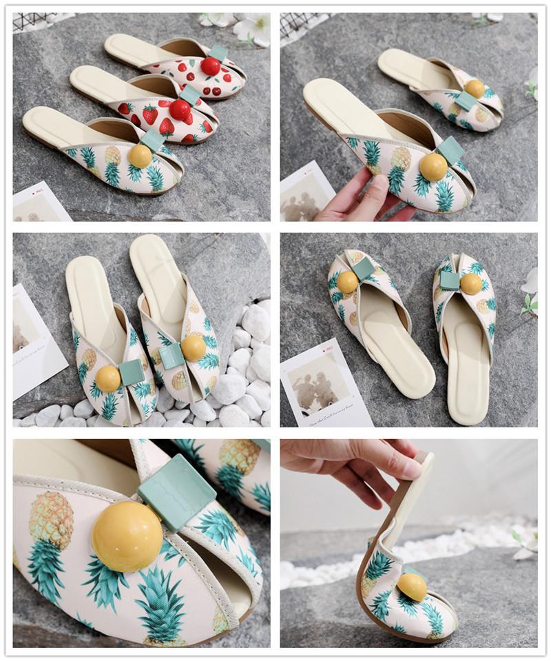 Cheap Casual Shoes Fashion Women Sandals Slippers Flat Cherry Beach Slippers Girls
