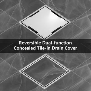 Drain de douche brossé en acier inoxydable SS304 sans joint avec grille de drain encastrable de 4 pouces, incluant un collier de réglage de hauteur pour bac Schluter - Product Image 1