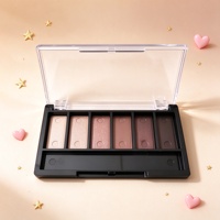 Palette cosmétique vide noire carrée à 6 compartiments, durable et peu encombrante, pour emballage de fards à paupières et blush en marque privée