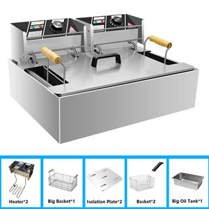 معدات مطابخ 2025 مقلاة بطاطس وماكينة قلي للمطاعم، قلاية دجاج عميقة مزدوجة بسعة 6+6 لتر للدجاج المقلي - Product Image 6