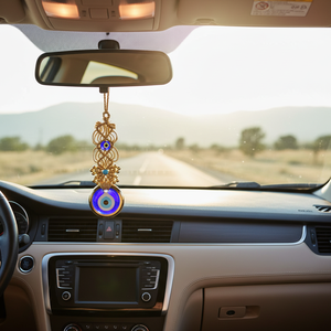 Ornement Macrame Evil Eye 9x26cm Cadeaux de voiture en verre - Product Image 3