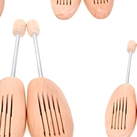 5 paires d'étireurs de chaussures unisexes en bois naturel, à ressort spiralé, taille réglable, taille 41-42