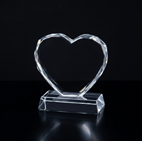 Trofeo de Cristal K9 en Forma de Corazón en Blanco de Alta Calidad, Grabado Láser Personalizado, Impresión UV para Ceremonia de Premiación, Minimalista