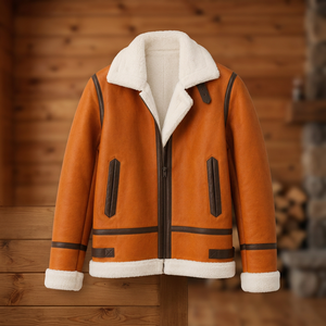 Men Genuine Leather Eco-Friendly Bomber <b>Jacket</b> Waterproof Windproof Customized Logo Winter Sherpa <b>Lined</b> Zip Streetwear Outerwear - Product Image 3