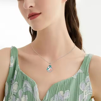 Collier pendentif nid de hibou en argent sterling 925 deux tons fleur d'ormeau fleur rose