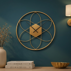 Reloj de Pared Redondo Moderno Chapado en Oro, Diseño Geométrico Abstracto, Cuarzo Analógico Silencioso, Decoración para Sala de Estar - Product Image 6