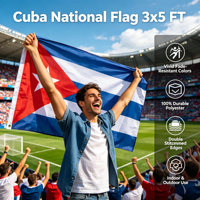 Drapeau cubain 3*5 pieds en polyester, drapeau de Cuba aux couleurs vives, double couture, drapeau numérique pour voiture avec livraison rapide, drapeau cubain
