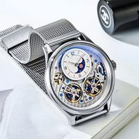 Montre Tourbillon Double Luxe Centrale Mouvement Automatique Squelette Logo Personnalisé