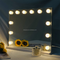 Miroir de maquillage rectangulaire Hollywood avec lumière LED, interrupteur tactile intelligent à intensité variable pour la décoration murale de la chambre
