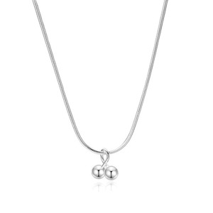 Cherry Necklace For Women Silver Clavicle Chain Plain Pendant Everyday Wear Fine Beaded Jewelry - Product Image 5