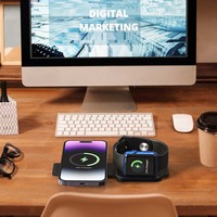 Pengisi Daya Nirkabel Magnetik 15W PD 3.0 yang Kuat dengan Perlindungan OTP/OVP Lipat 2-in-1 Tipe-C untuk Ponsel