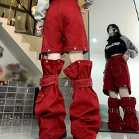 Shorts en jean vintage ajustables personnalisés avec ceinture détachable pour femmes, style Y2K, boucle, jean baggy