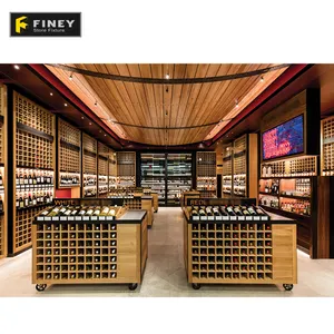 Design de vinho comercial moderno, design de interiores personalizado, preço de fábrica, loja de vinho, móveis de exibição de interiores