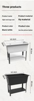 Évier de cuisine extérieur large, design industriel fait main, avec panier d'égouttage amovible, cuve simple, installation en encastré, robinet et égouttoir