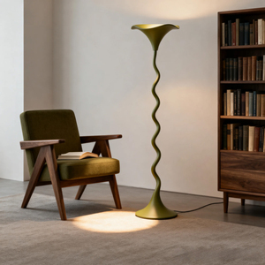 Lámpara de Pie Moderna de PETG con Diseño en Espiral, LED Blanco Frío, Control Táctil, Altura Ajustable, Pantalla Beige, Tamaño Grande para Decoración de Sala de Estar - Product Image 2
