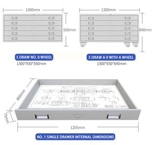 Archivador Plano para Dibujos, Archivador de Acero para Almacenamiento de Papel A0 con Cajón, Archivador Metálico para Mapas y Papel de Arte A1 por Sección - Product Image 6