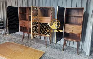 Gabinete de monóculos de palacio de lujo moderno italiano, puerta de Metal, aparador de almacenamiento de madera, muebles, estante de vino, entrada de sala de estar de nogal - Product Image 4