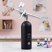 Pistolet de pulvérisation pour gâteaux et ongles sans fil rechargeable 3 vitesses 35 PSI avec compresseur, alimentation par gravité, écran LED et aérographe