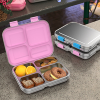 Aohea Vente en gros Personnalisé 304 Boîte à nourriture bento pour adultes étanche et scellée Boîte à lunch Tiffin pour enfants en acier inoxydable à 4 compartiments