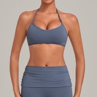 Nouvel Arrivage : Brassière de Sport Rembourrée Halter à Dos Ouvert, Respirante et Légère, Coupe Ajustée, pour Yoga, Course, Gym et Fitness