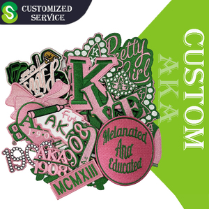 Tùy Chỉnh Ssorority Hy Lạp Thư Màu Hồng Và Màu Xanh Lá Cây Sorority Bling Chuyển Long Lanh Vá Cho Quần Áo - Product Image 1