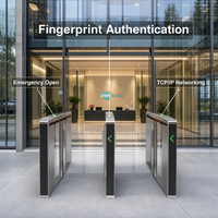 Porte rapide avec fonction d'ouverture d'urgence, contrôle d'accès, acier inoxydable 304, entrée d'entreprise, authentification par empreinte digitale, IP52