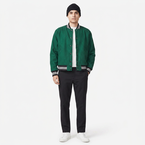 FINER THREADS Custom Size Color <b>Men's</b> Varsity <b>Jacket</b> Winter Warm Breathable <b>Long</b> Sleeve Streetwear Stand Collar Front Logo 100% - Product Image 1