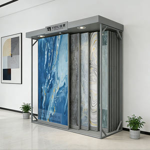 高品质推拉式哑光层压瓷砖展示架，带可调节耐用的大理石花岗岩金属框架展示架 - Product Image 1