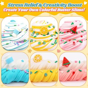 ชุดดินเหนียวสไลม์ 12 ชิ้น: สไลม์ฟูฟ่องแบบเมฆและเนย DIY ชุดดินปั้นคลายเครียดสำหรับเด็กและผู้ใหญ่ ชุดทำสไลม์ - Product Image 5