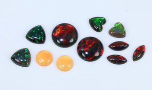TENDANCE 2026 Sanwa Colored Gilson Opal OP708 Cabochon multiformes et multicolores (noir, gris, jaune, feu) pour bijoux fantaisie DIY en argent - Product Image 5
