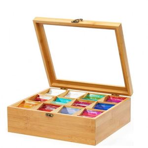 Boîte à bijoux rectangulaire en laque avec organisateur de stockage en bambou et acrylique et fenêtre en acrylique - Product Image 1