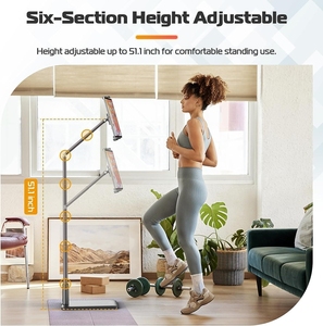 Support de tablette réglable pour bureau et sol, trépied robuste, rotation à 360°, en alliage d'aluminium, étanche, compatible avec la diffusion en direct - Product Image 4
