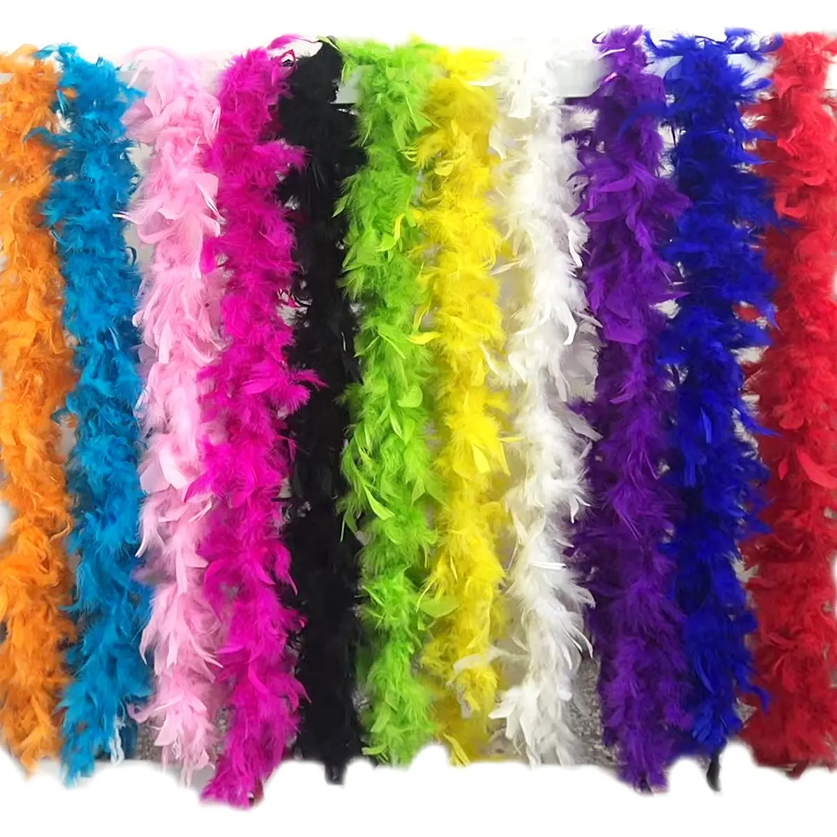 Boa de plumas teñidas, Boa de plumas de araña de plumas de pavo barata para fiesta, Carnaval, celebración, decoración de Festival