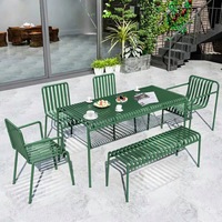 Ensemble de chaises et table basse en acier inoxydable, design pastoral, pour jardin, cour et balcon