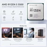 Prosesor Gaming Desktop 5500 6-Core 12-Thread 3.6GHz 4.2GHz 16MB L3 65W Socket AM4 DDR4 PCIe 3.0 untuk Pembuat PC Tersedia