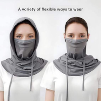 Pasamontañas Unisex de Seda Helada de Color Liso, Transpirable, con Protección Solar Facial Completa y Cordón Ajustable para Exteriores, Venta al por Mayor