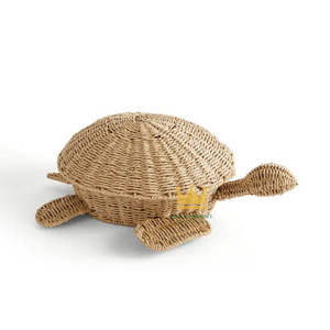 Cesta de Almacenamiento Tejida en Forma de Tortuga de Hierba Marina, Estilo Bohemio, Redonda, Color Natural, Contenedor para Juguetes Infantiles - Product Image 1