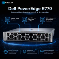 Serveur rack Dell PowerEdge R770 2U, double processeur Intel Xeon 6, DDR5, PCIe 5.0, serveur cloud de calcul pour centre de données d'entreprise haute densité