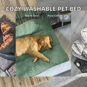 Высококачественная зимняя лежанка для собак, полностью съемная, моющаяся, 100% хлопок, большой теплый прямоугольный коврик для сна питомцев, прочный защитный чехол из картона - Product Image 2