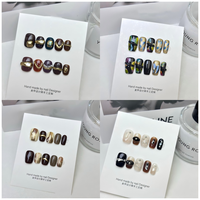 Luxe court carré rond oeil de chat doux Cool ongles artificiels portable faux à la main presse sur les ongles pour cadeau d'anniversaire