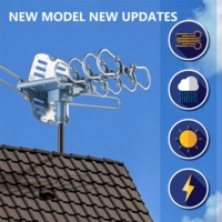 Antenne HDTV extérieure longue portée 150 miles, amplifiée, rotation à 360 degrés avec câble coaxial RG6 pour la réception des chaînes TV VHF et UHF
