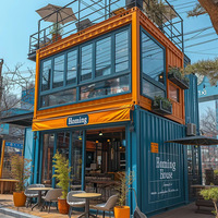 Kiosque mobile de luxe en conteneur de 40 pieds à 2 étages pour bar et café, à montage rapide, magasin alimentaire portable, maison préfabriquée modulaire compacte