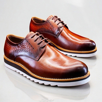 Chaussures décontractées en cuir véritable antidérapantes de style printemps-automne, processus de vieillissement rétro