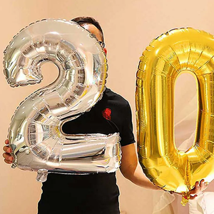 Globos de Aluminio <span class=keywords><strong>con</strong></span> Número de Oro y Plata, Suministros para Fiesta de Cumpleaños y Boda, Accesorios de Fotografía, 32 Pulgadas - Product Image 2
