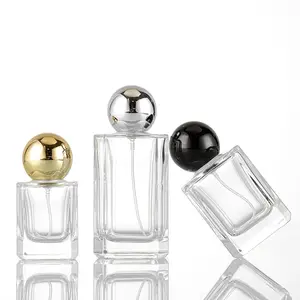 High-End Square Empty Glass Perfume Bottle Thick-Bottomed Bayonet Packaging Colorful Spherical Perfume Cap Spray Bottle