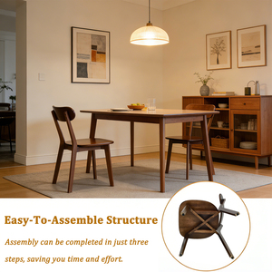 Set di 2 sedie da pranzo in legno massello, stile moderno metà secolo, con schienale curvo, per cucina - Product Image 6